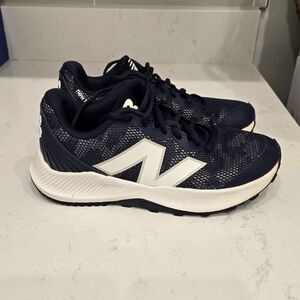 New Balance Kids Navy and White Turf Shoes